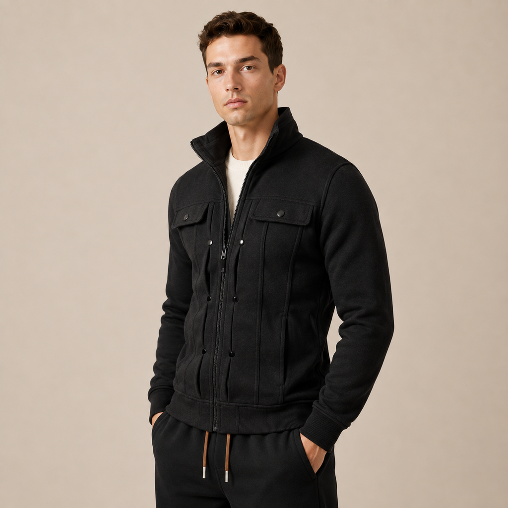 Détail du gilet d'hiver à col noir IVAREE