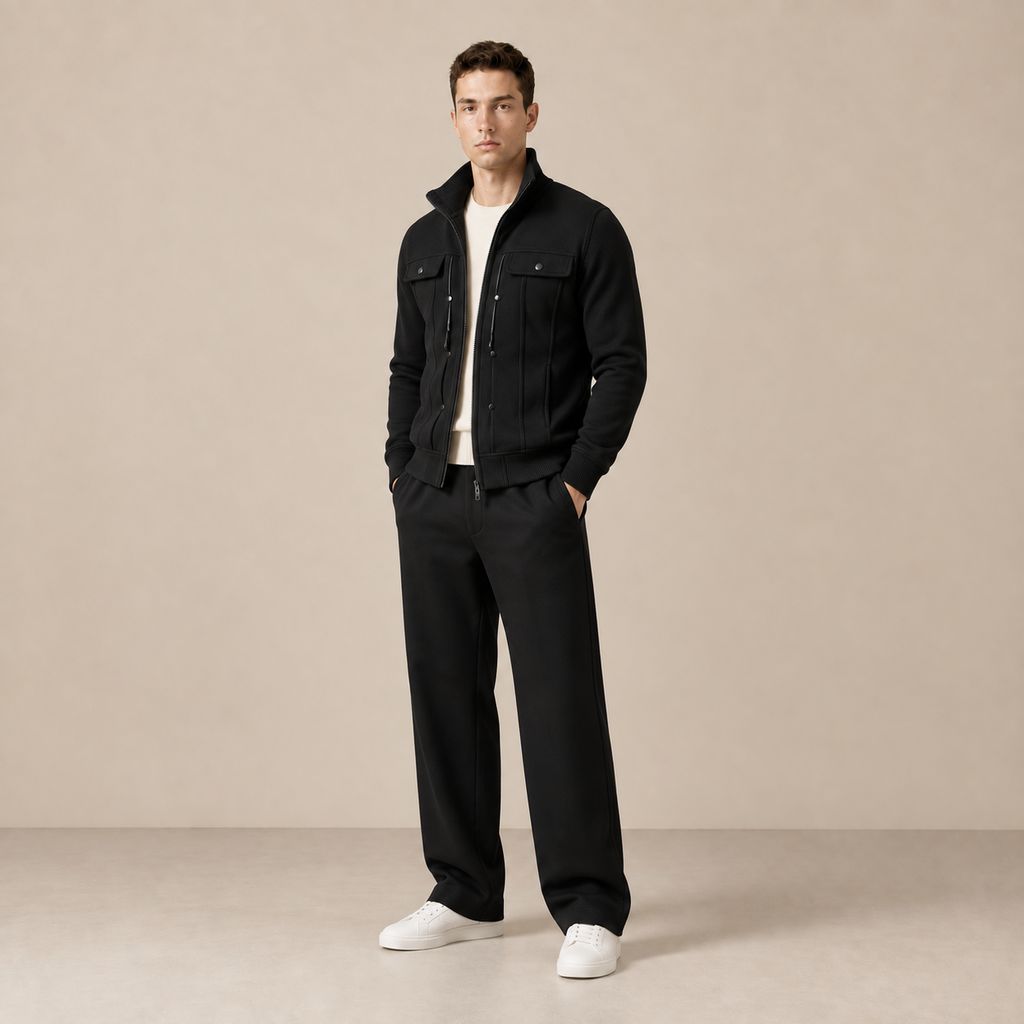 Vue trois-quarts du gilet d'hiver à col noir IVAREE