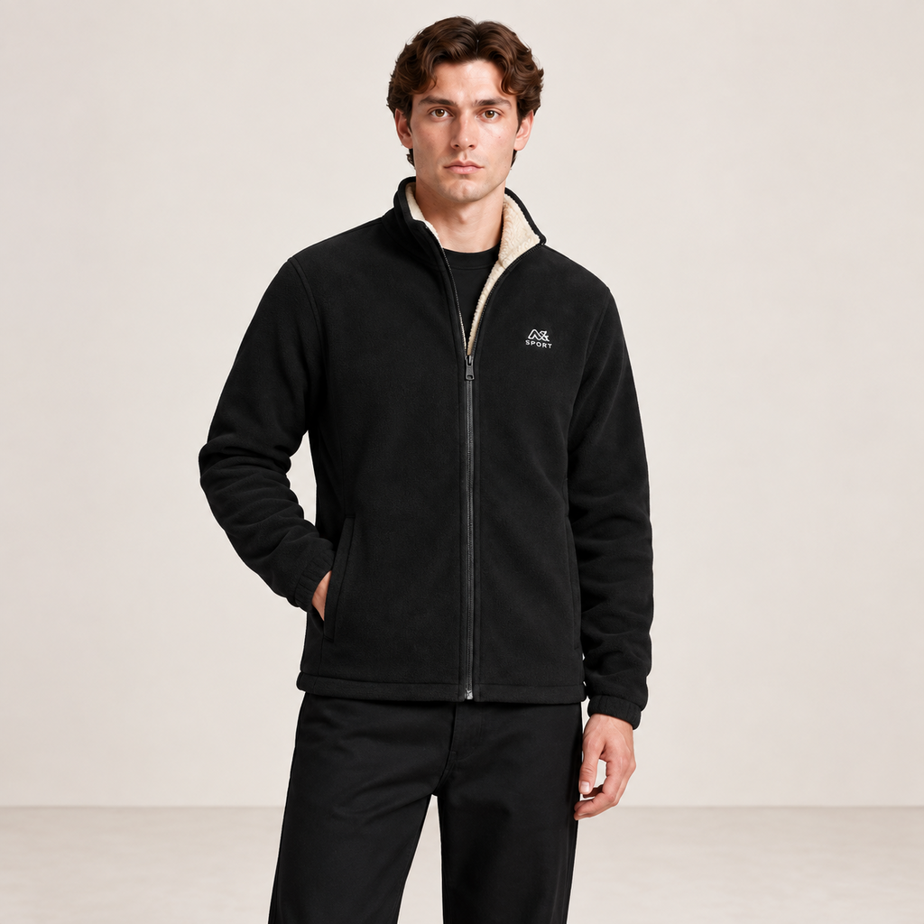 Détail du gilet polaire à col montant noir IVAREE