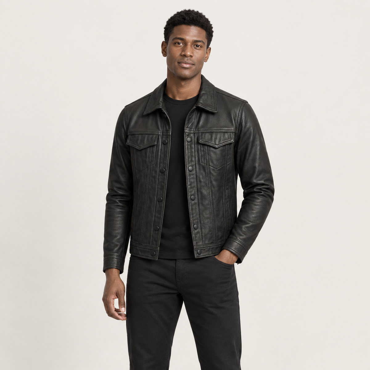 IVAREE — Perfecto en cuir — Noir — vue portée de face
