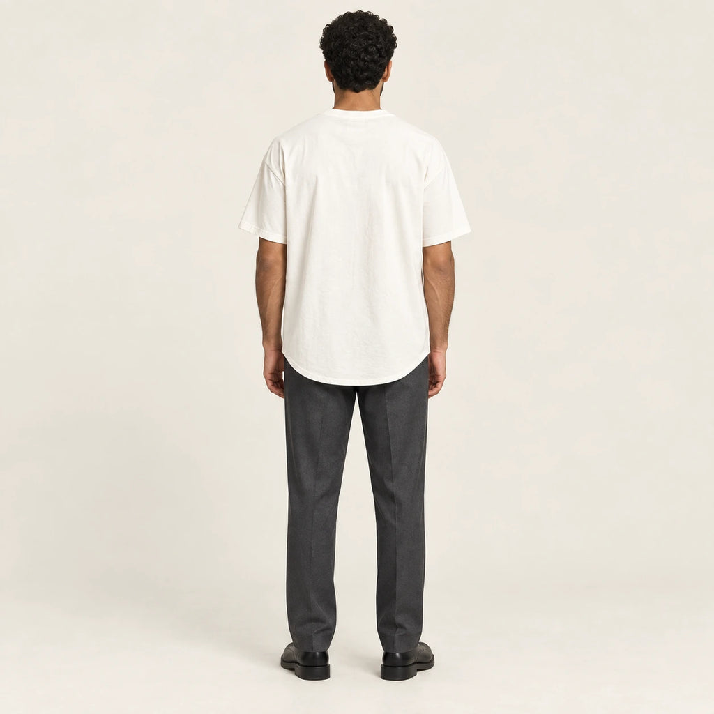T-shirt col rond casual Blanc/Noir, vue de dos, studio IVAREE