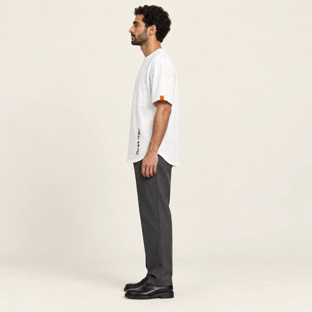T-shirt col rond casual Blanc, vue de profil, studio IVAREE