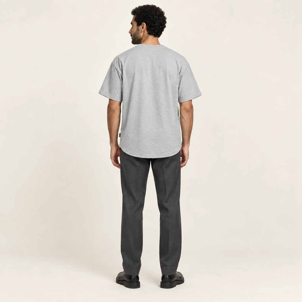 T-shirt col rond casual Gris, vue de dos, studio IVAREE