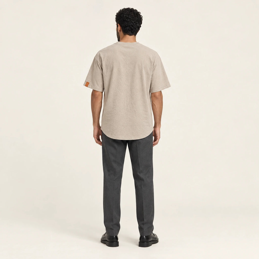 T-shirt col rond casual Kaki, vue de dos, studio IVAREE