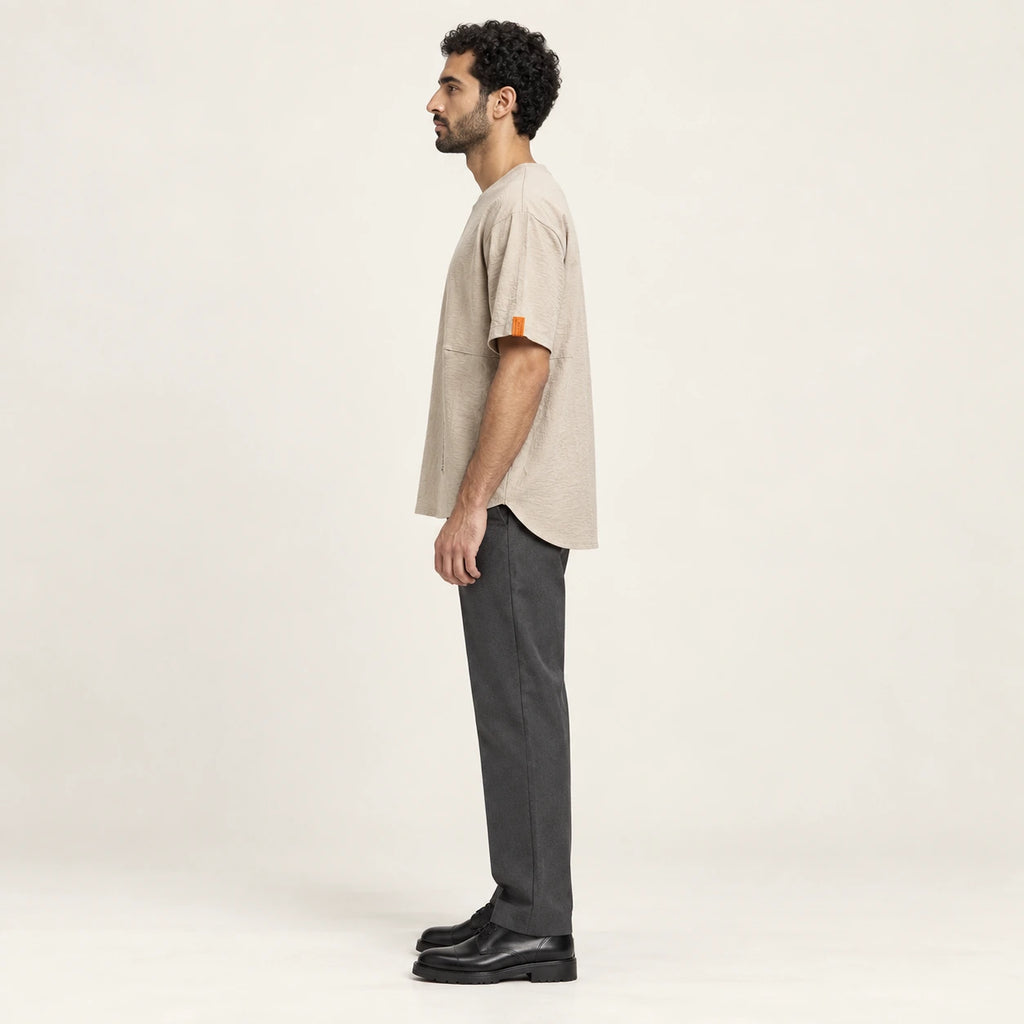 T-shirt col rond casual Kaki, vue de profil, studio IVAREE