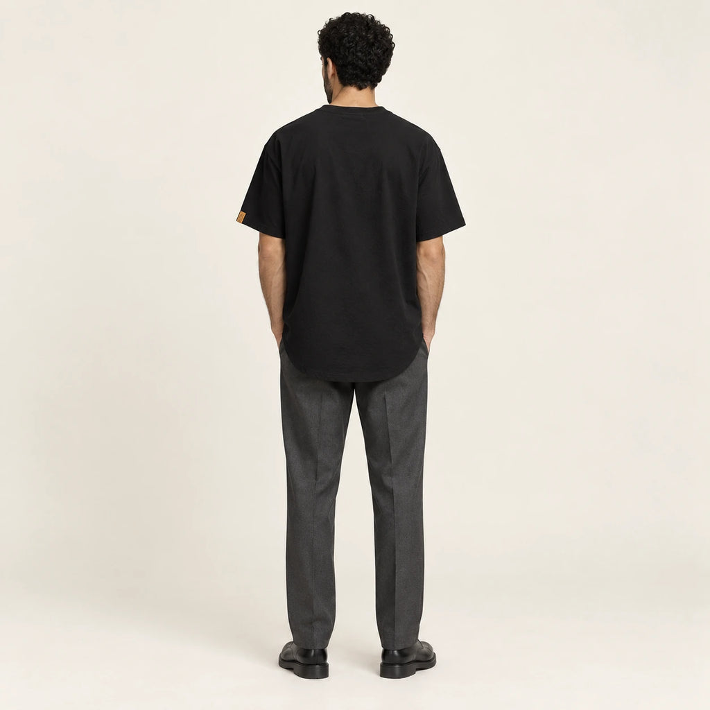 T-shirt col rond casual Noir, vue de dos, studio IVAREE