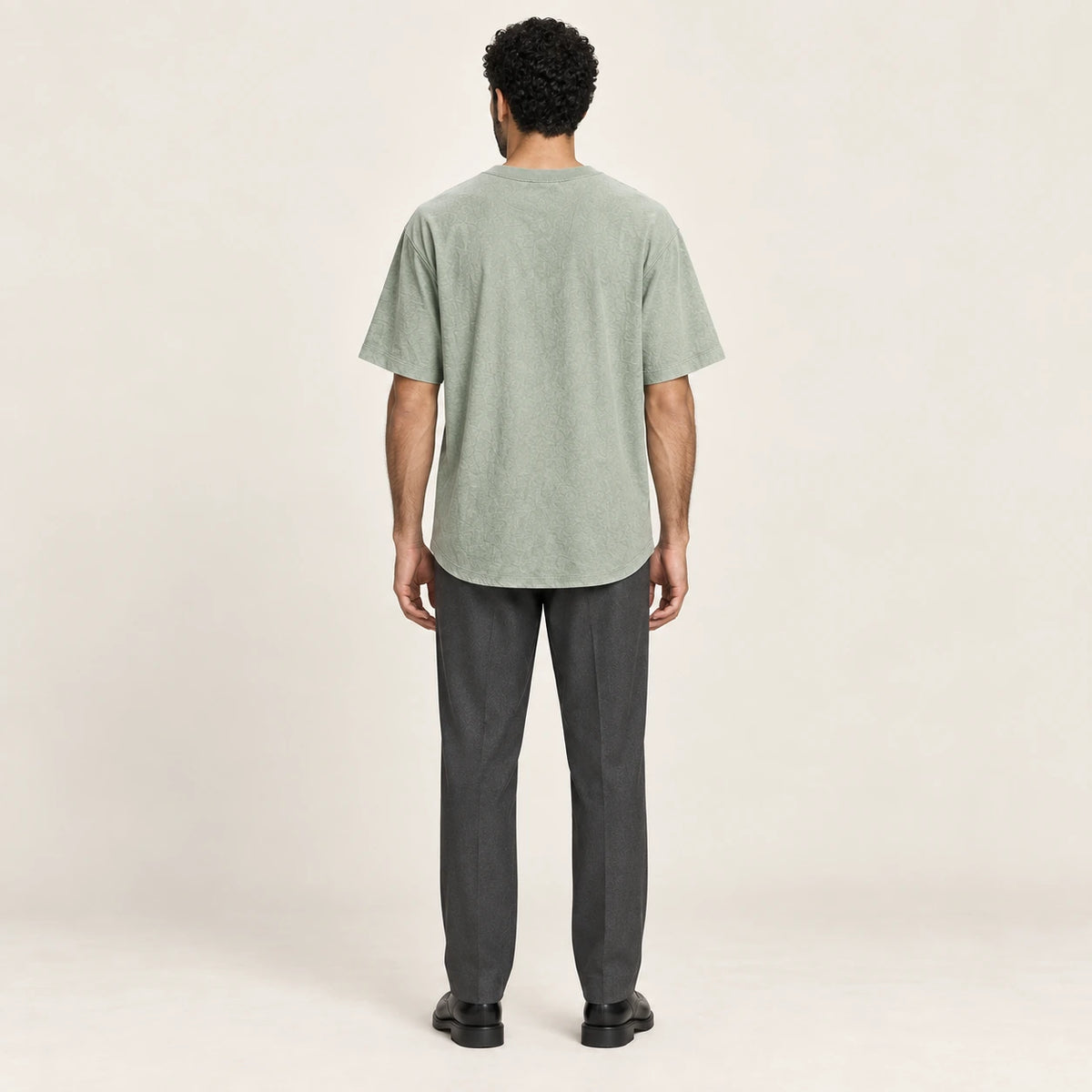 T-shirt col rond casual Vert, vue de dos, studio IVAREE