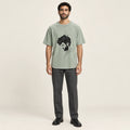 T-shirt col rond casual Vert, vue de face, studio IVAREE