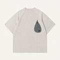 T-shirt écru à poche goutte gris anthracite, vue de face à plat