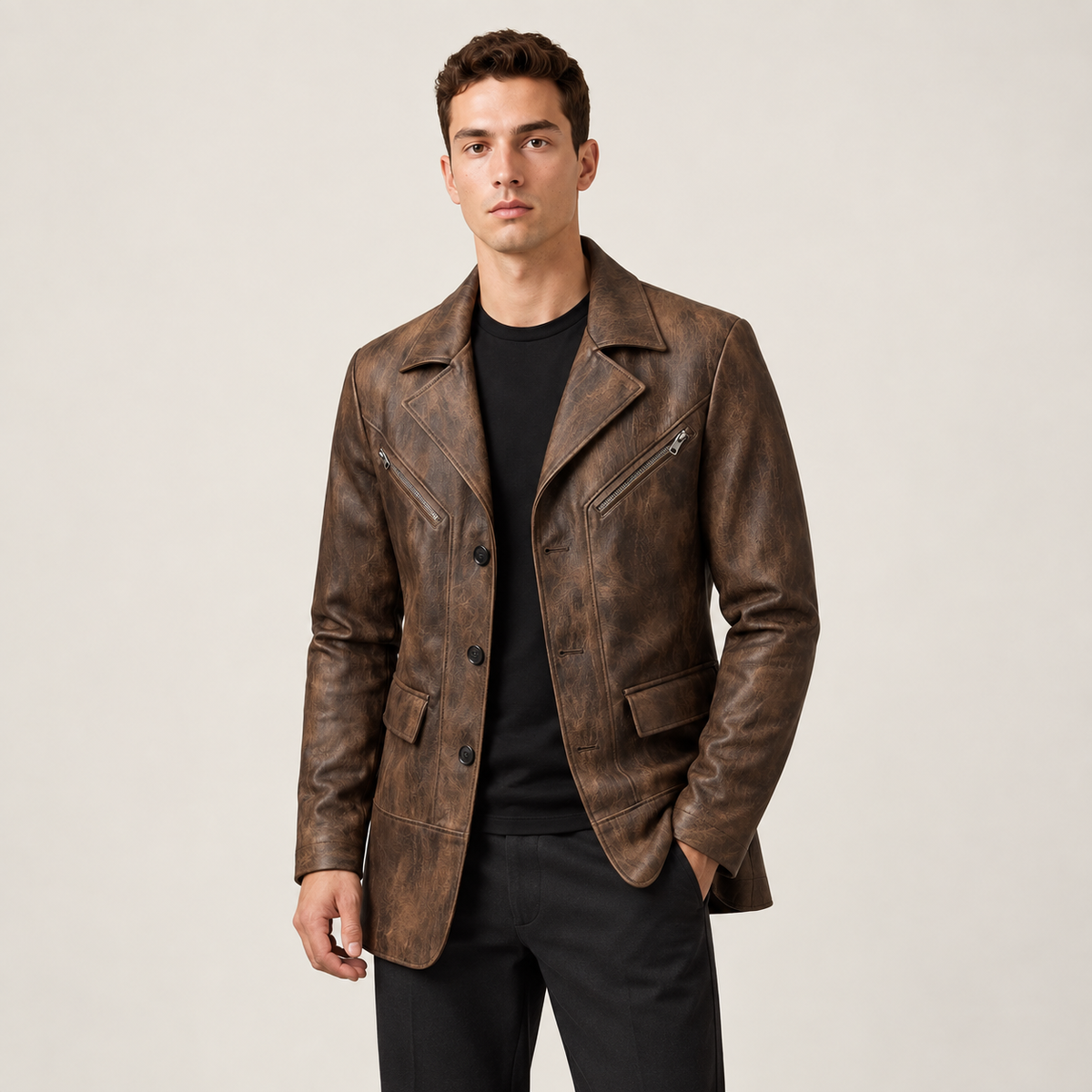 IVAREE — Veste à empiècements structurés — Marron — vue portée de face