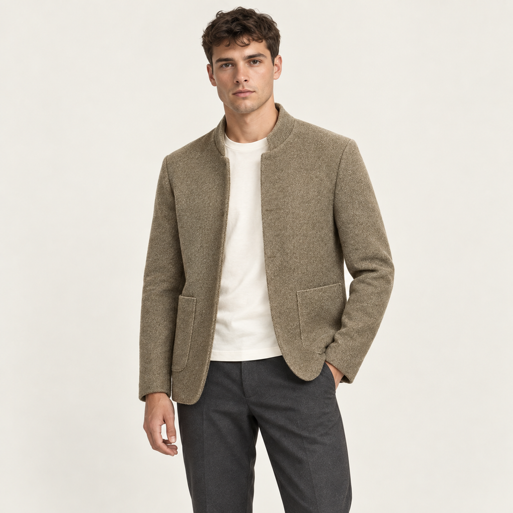 IVAREE — Veste en laine matelassée — Taupe Désert — vue portée de face